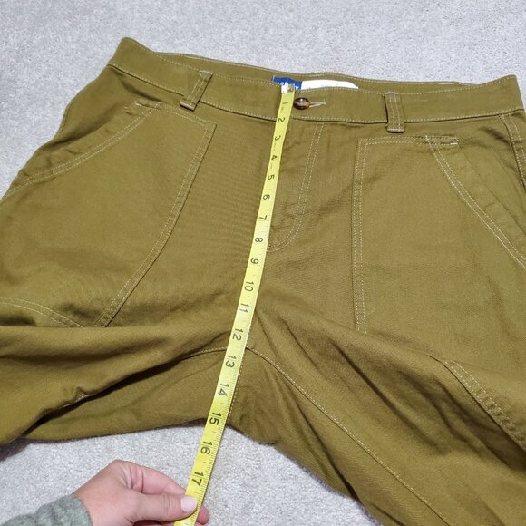 OLD NAVY Utility Straight Leg Pants 30" High Rise Carpenter Satin Moss Womens 16 - Picture 13 of 15
